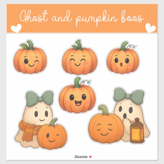 Ghost and Pumpkin Boos Sticker Sheet  シール (シート)