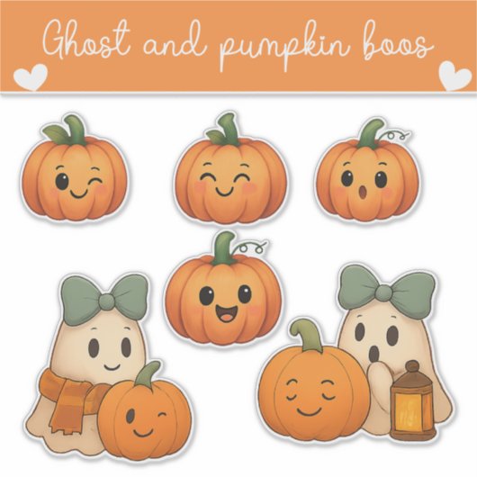 Ghost and Pumpkin Boos Sticker Sheet  シール (正面)