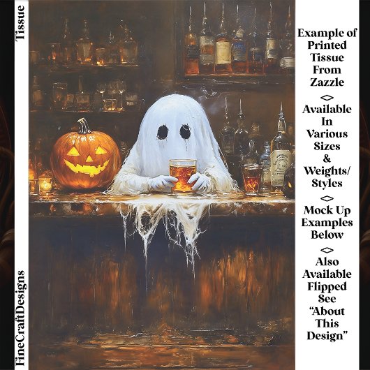 Ghost at Haunted Halloween Bar EA2L Decoupage 薄葉紙