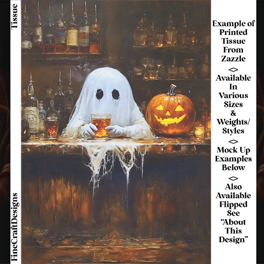 Ghost at Haunted Halloween Bar EA2R Decoupage 薄葉紙