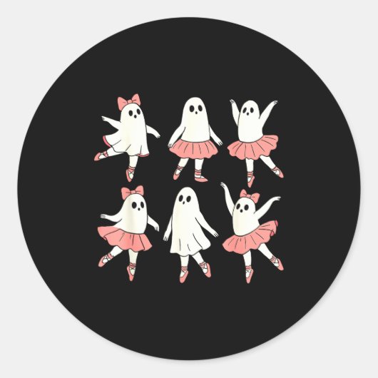 Ghost Ballerina Ballet Dance Teacher Halloween Cos ラウンドシール (正面)
