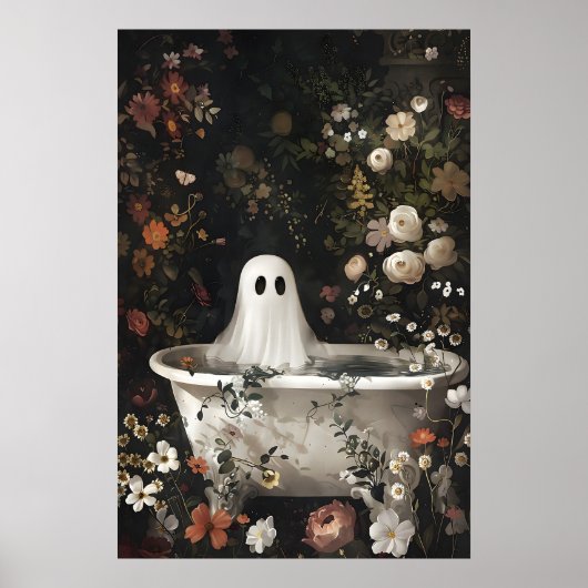 Ghost Bathtub Floral Portrait, Dark Academia ポスター (正面)