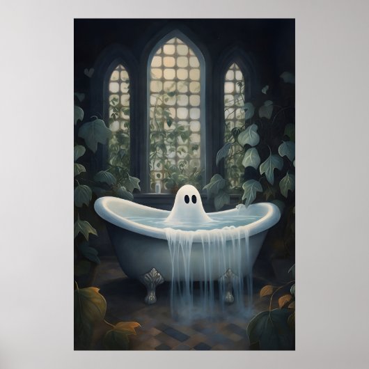 Ghost Bathtub Portrait Print, Dark Academia ポスター (正面)