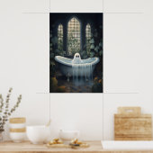 Ghost Bathtub Portrait Print, Dark Academia ポスター (キッチン)
