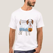 Ghost Beagle Halloween Dog Tシャツ (正面)