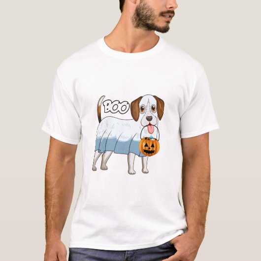 Ghost Beagle Halloween Dog Tシャツ (正面)