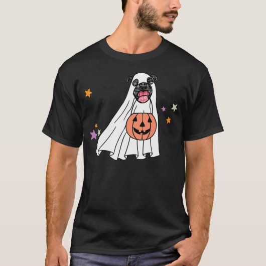 Ghost Black Pitbull Boo Dog Lover Halloween Costum Tシャツ (正面)