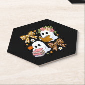 Ghost Books Halloween Floral Fall Halloween ペーパーコースター (アングル)
