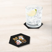 Ghost Books Halloween Floral Fall Halloween ペーパーコースター (インサイチュ)