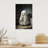 Ghost Brushing Teeth Bathtub Print, Bathroom Dark ポスター (キッチン)