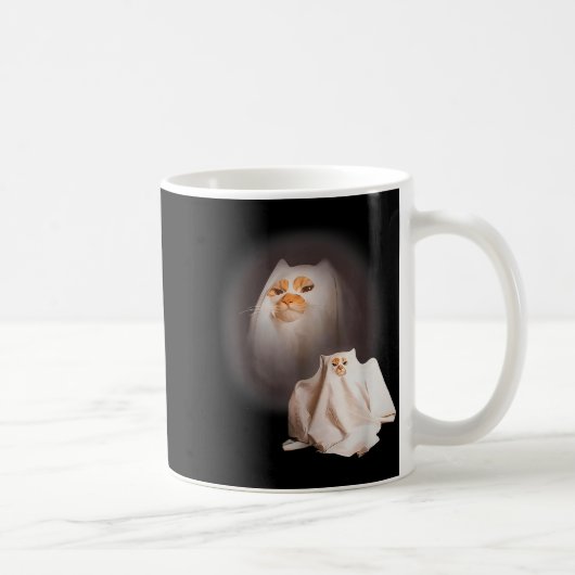 Ghost Cat Ghost Kitten Funny Cat Meme Halloween コーヒーマグカップ (右)