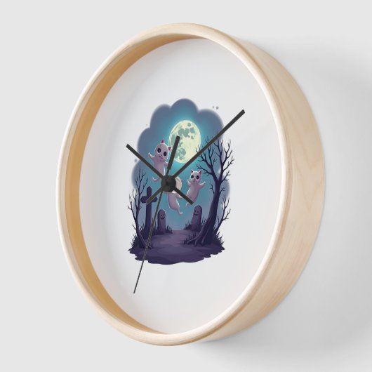 Ghost Cat Parade 壁時計 (傾斜)