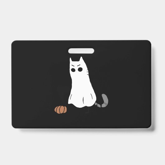 Ghost Cat Pumpkin Halloween バッジ (正面)