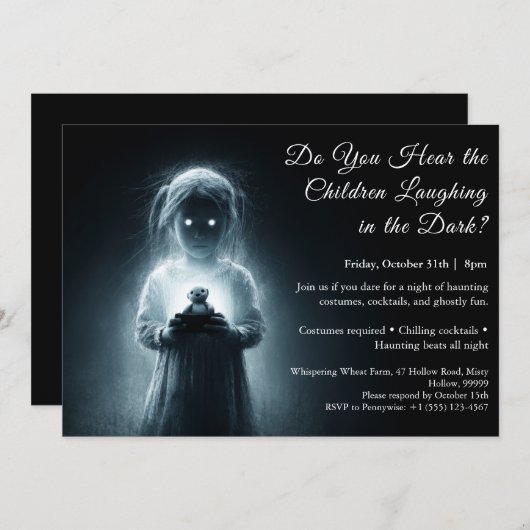 Ghost Child Halloween Costume Party Invitation 招待状 (正面/裏面)