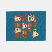 Ghost Christmas Hat Reading Book Bookshelf Lover L フリースブランケット (正面(横))