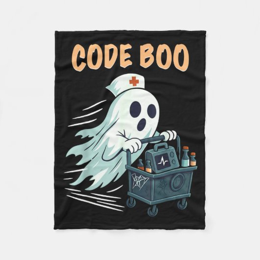 Ghost Code Boo In The Icu Nursing Gift For Hallowe フリースブランケット (正面)