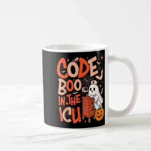 Ghost Code Boo In The Icu Nursing Nurse Halloween コーヒーマグカップ (右)