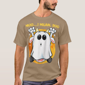 Ghost Cow Moo I Mean Boo Pumpkin Moon Halloween Co Tシャツ