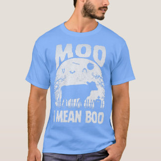 Ghost Cow Moo I Mean Boo Pumpkin Moon Halloween fo Tシャツ