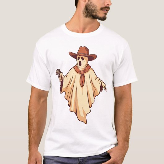 Ghost Cowboy Halloween Funny Haunted Costume Tシャツ (正面)