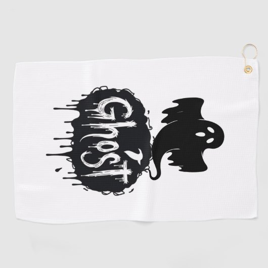 Ghost – Dark Horror Dripping Text Art ゴルフタオル (横)