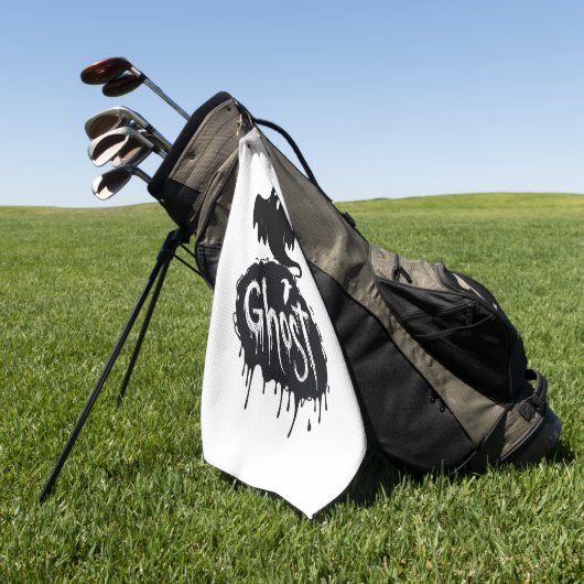 Ghost – Dark Horror Dripping Text Art ゴルフタオル (グリーン)