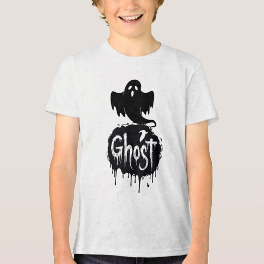 Ghost – Dark Horror Dripping Text Art トライブレンドＴシャツ (正面)