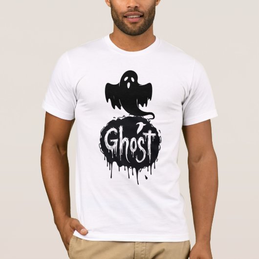 Ghost – Dark Horror Dripping Text Art Tシャツ (正面)