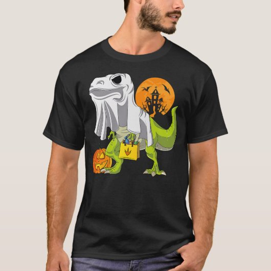 Ghost Dinosaur Funny T Rex Halloween Shirt For Boy Tシャツ (正面)