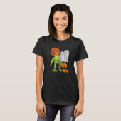 Ghost Dinosaur rex Boo Halloween Pumpkin Boys Kid Tシャツ (正面フル)