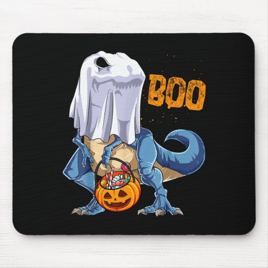 Ghost Dinosaur T Rex Funny Boo Halloween Boys Men  マウスパッド (正面)
