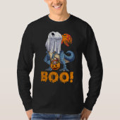 Ghost Dinosaur T rex Funny Boo Halloween Boys Men  Tシャツ (正面)