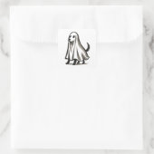 Ghost Dog in Costume – Halloween Ink Style on スクエアシール (バッグ)