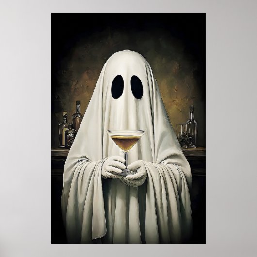 Ghost Drinking Cocktail Espresso Martini Print ポスター (正面)