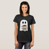 Ghost Drinking Coffee Funny Halloween Costume Coff Tシャツ (正面フル)