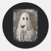 Ghost Drinking Espresso Martini Halloween Spooky A ラウンドシール (正面)