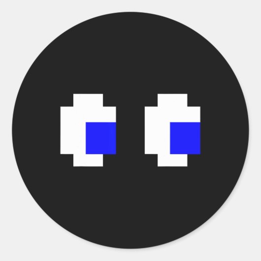 Ghost Eyes Pixel Arcade Video Game 8-bit Matching  ラウンドシール (正面)