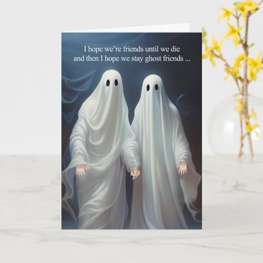 Ghost Friends and Silly Message Funny Friendship カード (黄色い花)