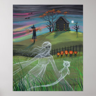 Ghost Friends Halloween Poster by Molly Harrison ポスター