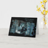 Ghost Girl in Blue – Haunting Surreal Art カード (黄色い花)