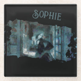 Ghost Girl in Blue – Haunting Surreal Art ガラスコースター