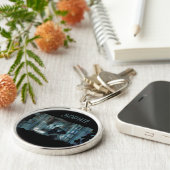 Ghost Girl in Blue – Haunting Surreal Art キーホルダー (側面)