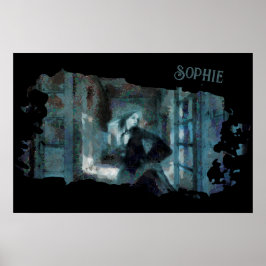 Ghost Girl in Blue – Haunting Surreal Art ポスター