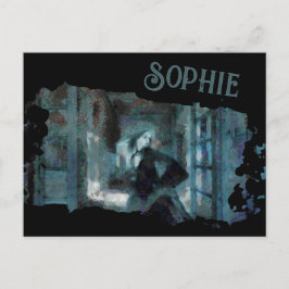 Ghost Girl in Blue – Haunting Surreal Art ポストカード
