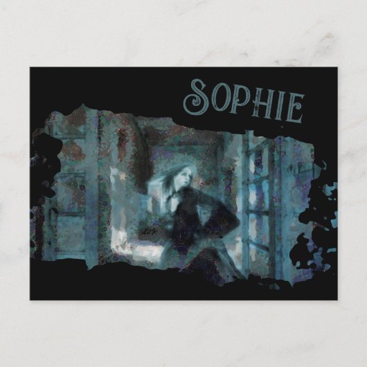 Ghost Girl in Blue – Haunting Surreal Art ポストカード (正面)