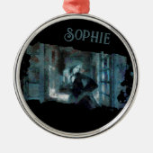 Ghost Girl in Blue – Haunting Surreal Art メタルオーナメント (正面)