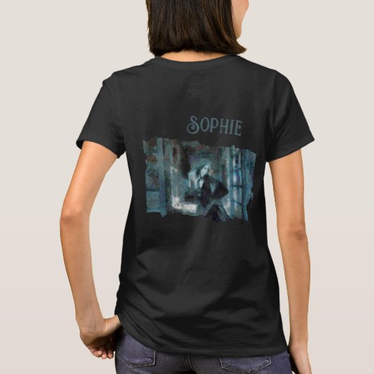 Ghost Girl in Blue – Haunting Surreal Art Tシャツ (裏面)