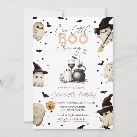 Ghost Glass Candle Halloween 招待状 (正面)