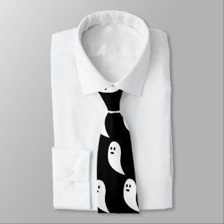 Ghost Halloween black white cute pattern ネクタイ