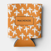 Ghost Halloween Personalized Orange and White 缶クーラー (正面)